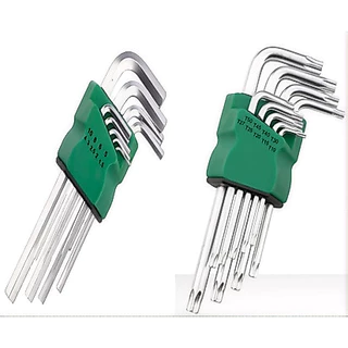 Conjunto de 9 chaves Allen de aço inoxidável polido tamanhos T10-T50 manutenção e ajuste 100LIMI
