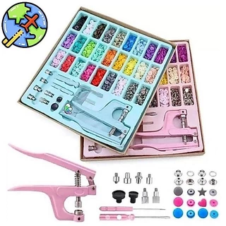 Kit Alicate de Pressão 3 em 1 Lanmax Rosa Aplicador de Botão colorido Alicate Botões Plástico e Metal Ilhós Patchworks