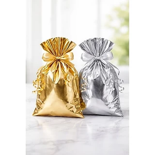 🎁 KIT SACOS DE PRESENTE 30x44 cm DECORADOS – 3 OU 10 UNIDADES EMBALAGEM DOURADO PRATEADO ESTAMPAS
