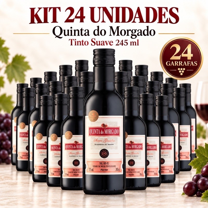 Kit 24 Mini Vinhos Tinto Suave Quinta do Morgado 245ml