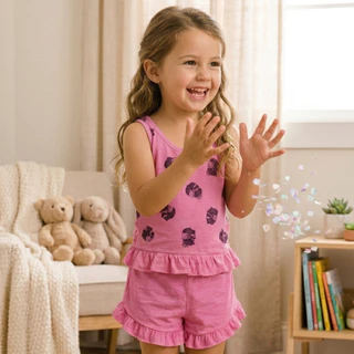 Kit 2 Pijama Feminino Infantil Regata Short Conjunto Menina Verão Roupa de Dormir Short Doll em Oferta na Shopee