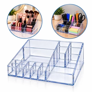 Organizador de Mesa Transparente Multiuso Porta Canetas Maquiagem Escritório