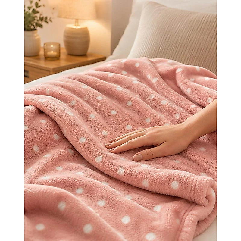 Manta Cobertor Casal Queen Mantinha Inverno Microfibra Plush Antialérgico Quentinho Estampada Poá - Imagem 3
