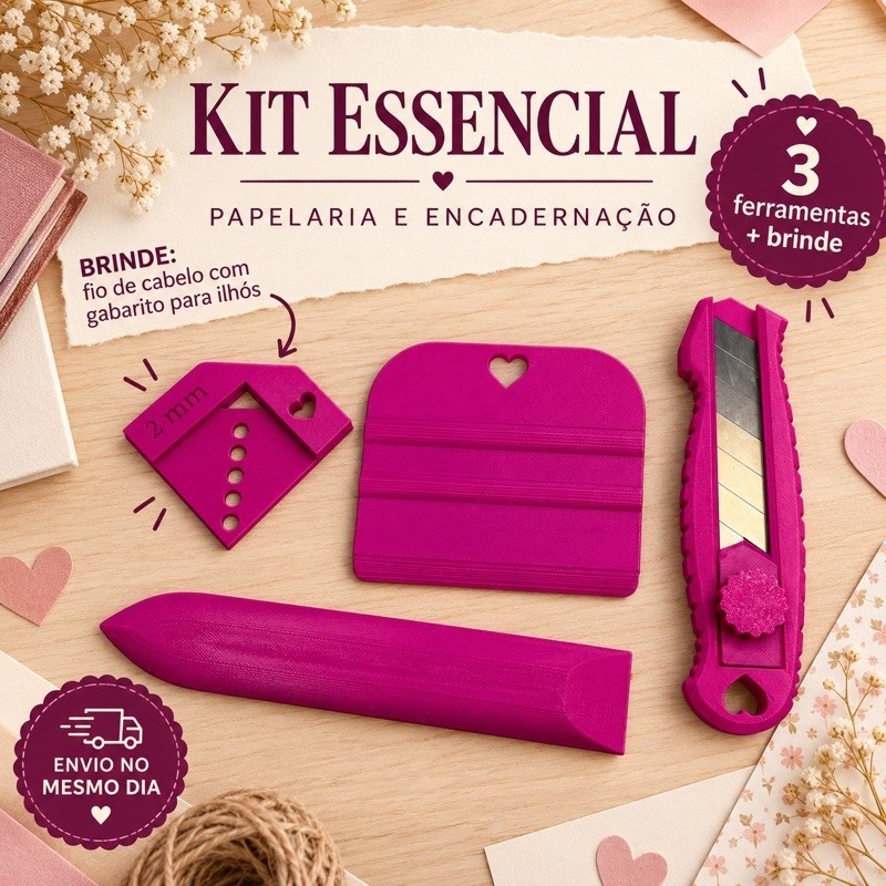 KIT papelaria régua espátula fio de cabelo gabarito ilhós encadernação ...