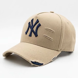 Boné NY Destroyed Bordado Alto Relevo Aba Curva Strapback Ajustável Unissex Streetwear