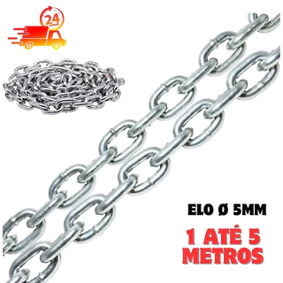Corrente elo Soldada 5mm zincada vendida em 1 até 5 metros