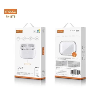 Fone de Ouvido Sem Fio Bluetooth 5.3 FN-BT2 Branco e Ouvido BT3 Microfone S/ Ruído Homologado