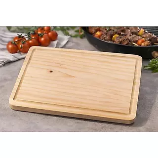 Tábua para Corte de Carnes, Madeira de Pinus, 30cm x 20cm, Utensílio Doméstico, Natural
