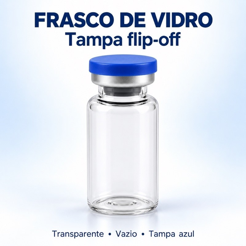 Frasco Vial de Vidro Transparente Vazio com Tampa Flip-Off Azul 10ml ...