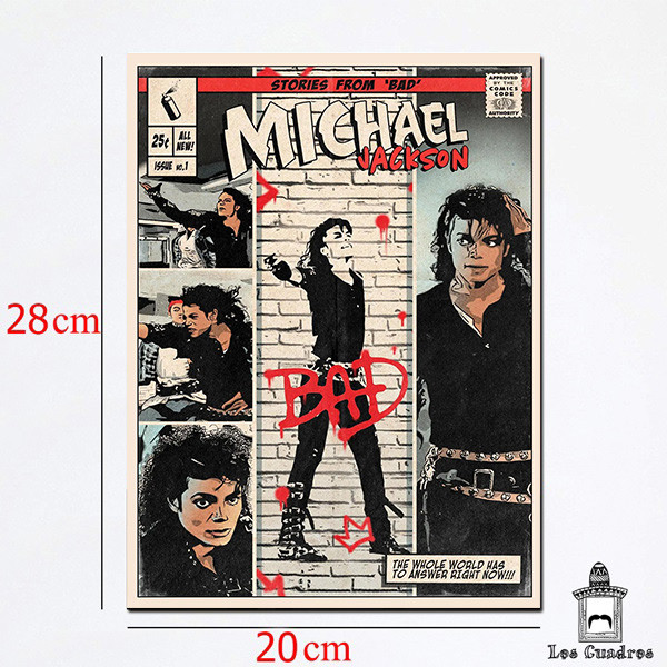 Quadro Placa Decorativa Michael Jackson Bad Poster em MDF 20x28cm