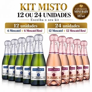 Kit 12 ou 24 mini Espumante baby Quinta do Morgado 187ml Moscatel + Rosé