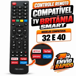Controle Compatível Com Tv Britânia 32 E 40 Smart FBG-9063 Le-7250