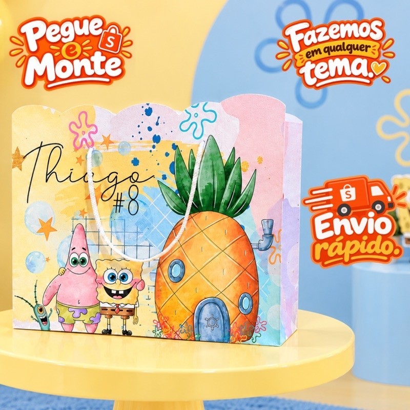 Sacolinha Personalizada Bob Esponja, lembrancinha Bob esponja | Shopee ...