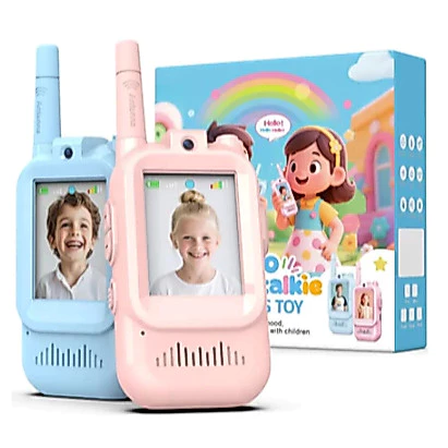 Walkie-Talkie Infantil com Vídeo | Comunicação Sem Fio | Tela LCD | 3 Modos de Voz | Alcance até 400m