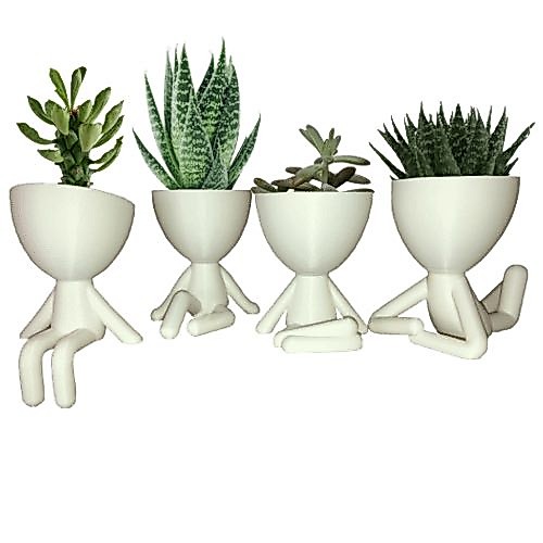 Kit 4 Vasos Robert Plant 6cm - Impressão 3D para Suculentas