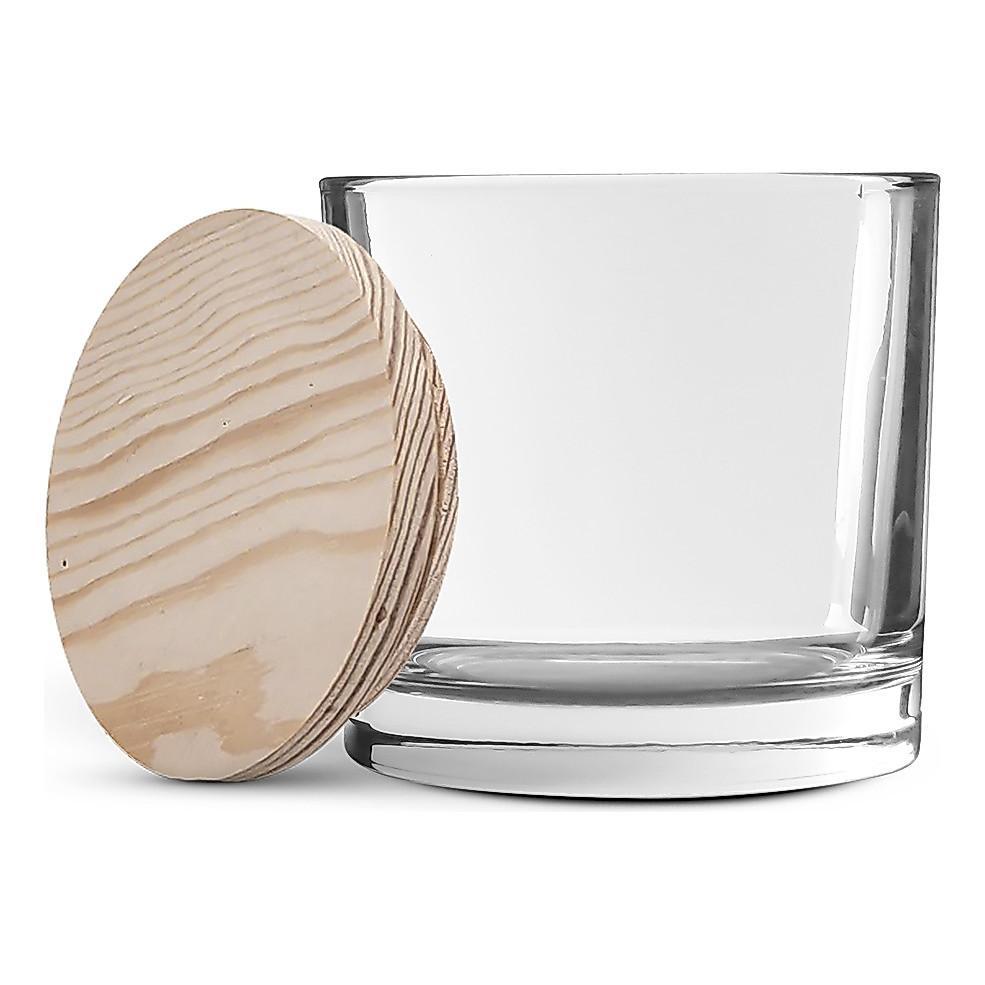 24 Copos De Vidro Whisky P/ Velas 265ml C/ Tampas De Madeira