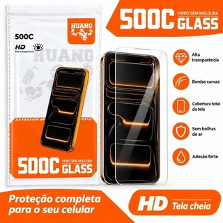 Película 3D Vidro Temperado 500C HD Reforçado Sem Borda Preta para iPhone 18 17 16 15 14 13 12 11 Pro Max