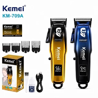 Máquina de cortar cabelo Kemei profissional recarregável com visor LCD Original Kemei KM-709A - Bivolt