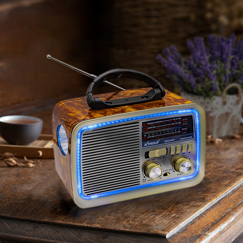 Rádio Retro Vintage Bluetooth Recarregável RGB Caixa De Som Am Fm