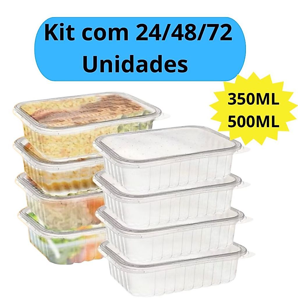 Kit Marmita Pote 350ml 500ml com Tampa Freezer Microondas Fitness Marmitex Organizador