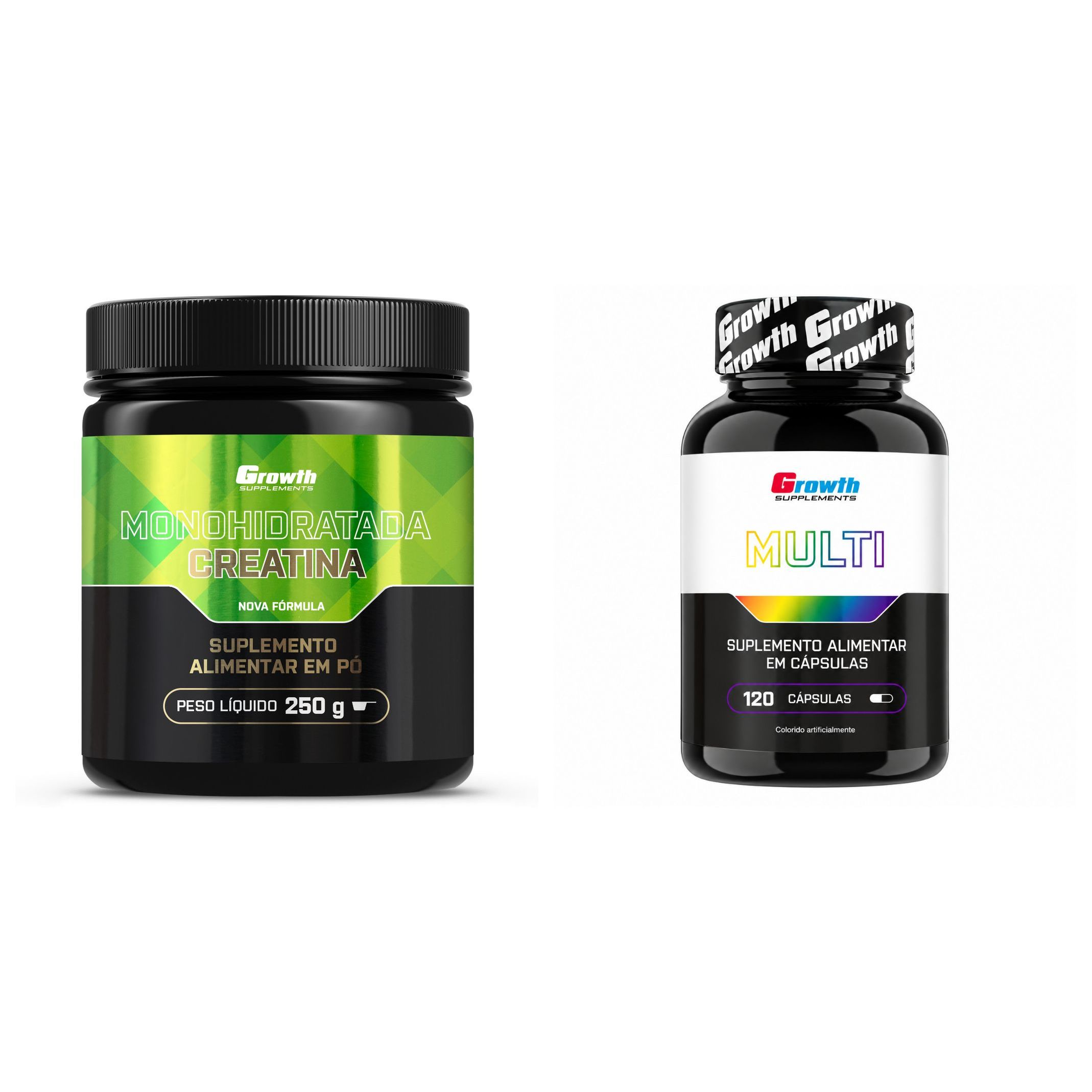 Creatina monohidratada 250g + Multivitaminico 120 cápsulas - Growth Supplements