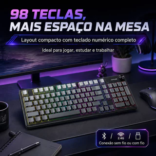 FURYCUBR Mechanical Gaming Keyboard RGB 98 Keys Red Axis USB+2.4G+BT