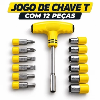 Jogo De Chave T Com 12 Jogos Ferramentas Phillips Fenda Allen Soquetes Ferramentas