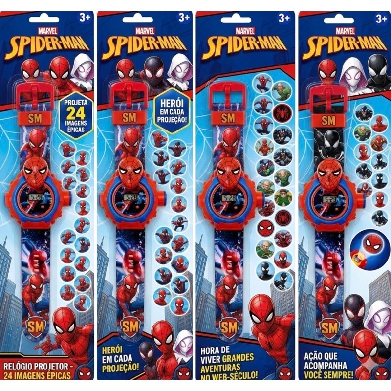 RELÓGIO PROJETOR DIGITAL 24 IMAGEMS HOMEM ARANHA COM BATEIRA INTERNA ...