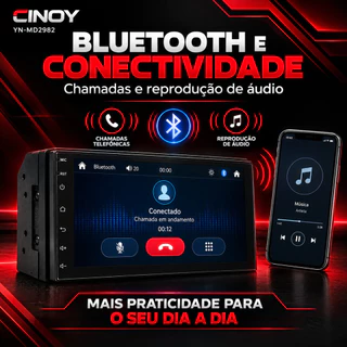 Central Multimídia 7 Pol Usb Bt Apple CarPlay Sem Fio