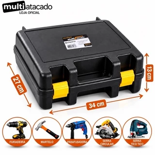 Kit 2 Maletas Caixa de Ferramentas Grande Reforçada Multiuso Organizador Tática Resistente Cabe Makita Parafusadeira