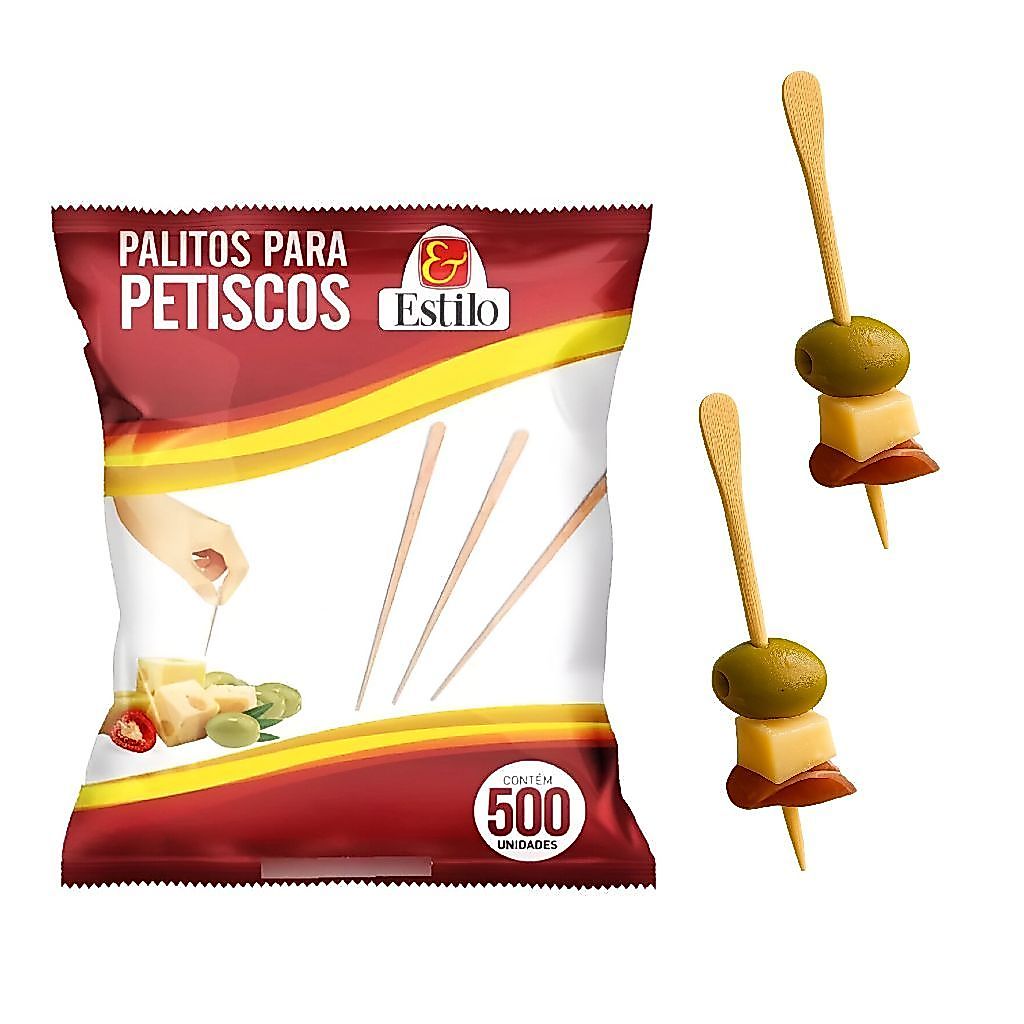 Palito Para Sanduiche de Madeira Espeto 9cm Para Petisco 1000 Unidades Para Lanches e Petiscos