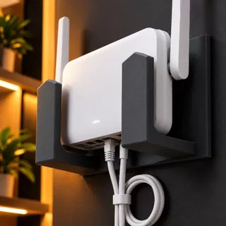 Suporte Universal de Parede para Roteador e Modem Wi-Fi – Organizador de Cabos 3D