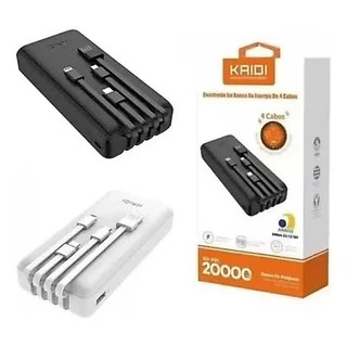 Bateria Portátil Powerbank 20.000mAh com cabos embutidos KAIDI KD-955
