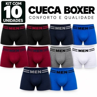 Kit 10 Cuecas Boxer Masculinas Sport Microfibra Confortável Respirável