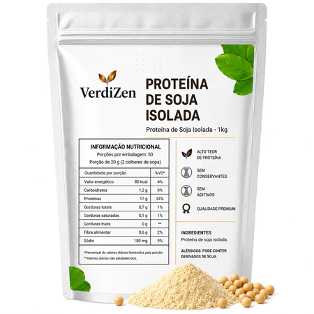 Proteína Isolada De Soja Vegana 1kg Sem Sabor Verdizen