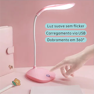 Luminária de Mesa LED Dobrável USB – Recarregável, Portátil e Ajustável para Escritório e Leitura