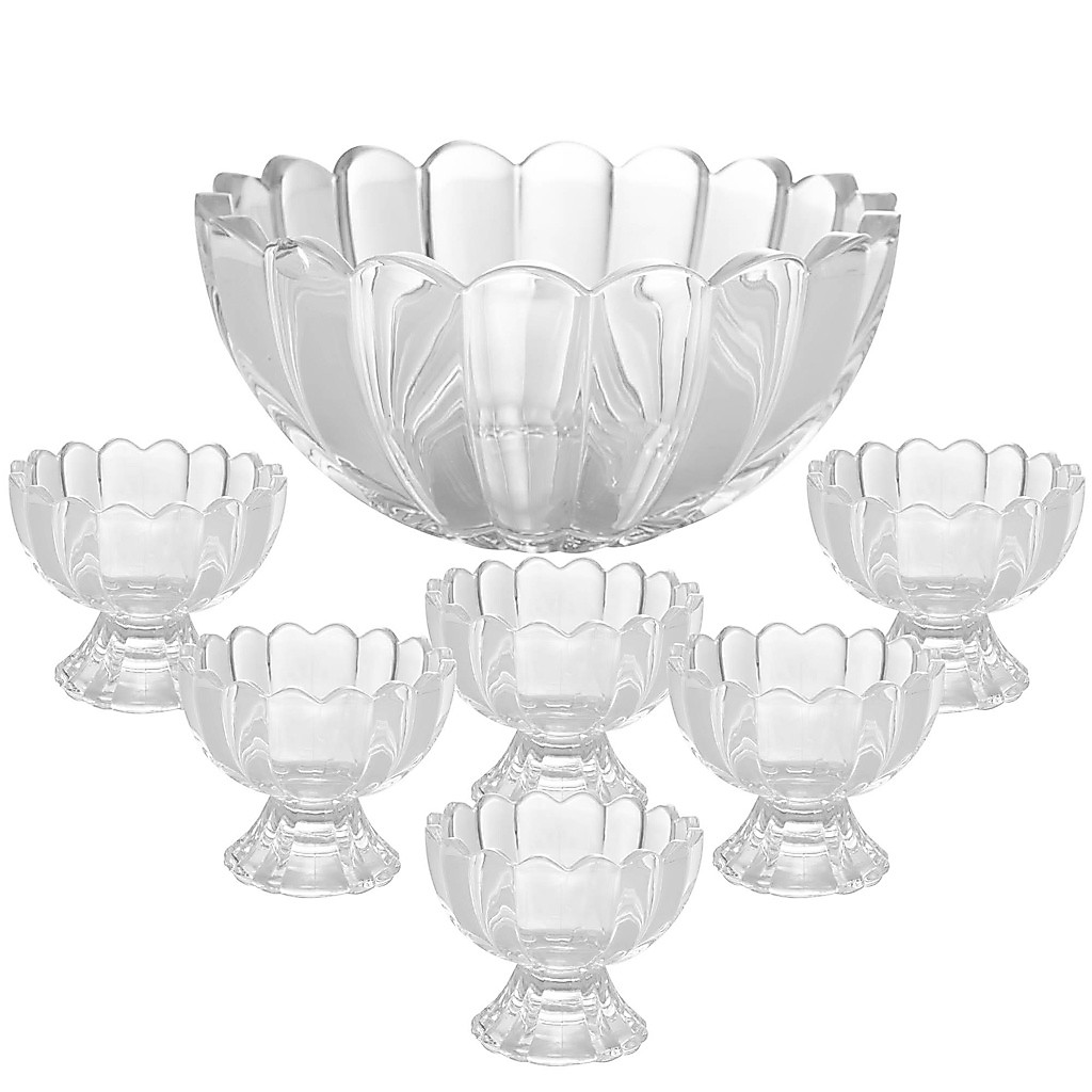 Kit 7 Pecas Bowl com 6 Tacas de Vidro Para Sobremesa Wolff