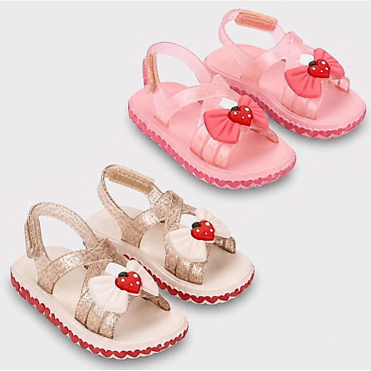 Sandália Infantil Zaxynina Dream Baby Laço Moranguinho Glitter