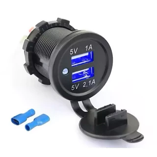 Carregador USB Veicular Duplo 12V 24V Carregamento Rápido Moto Carro MR-US4
