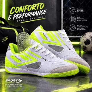 Chuteira Futsal Salão PROFISSIONAL Pumb 5 Bordada Colada e Costurada Palmilha Gel