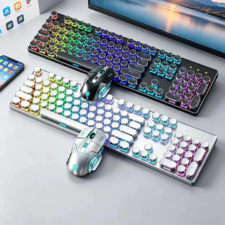 Kit Gamer Teclado Mecânico RGB + Mouse USB 3200DPI Com 6 modos de iluminação – Jogos, Stream e Competição H7