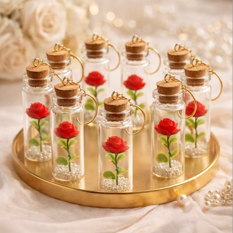 20 Lembrancinhas Luxo Mini Rosa no Vidro com Chaveiro | Dia das Mães | Casamento, Batizado e Presente Sofisticado em Oferta na Shopee