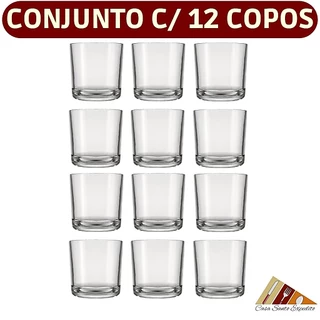 CONJUTO KIT COM 12 PÇS Copo De Vidro Para Whisky Bar Rocks Nadir Figueiredo 265ml 12 peças