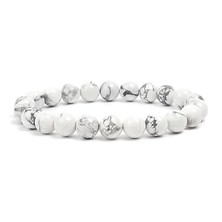 Pulseira Pedra Natural Howlita Branca Bolinhas 8mm - Insônia