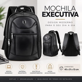 🔥🔥 Mochila Executiva Masculina Feminina Unissex com Alça de Aço, Grande Capacidade, Bolsos e Zíper, Preta ou Cinza