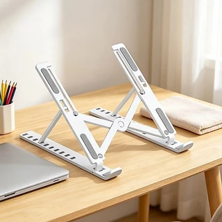 1 Conjuntos Suporte Para Notebook Ajustável Ergonômico Preto E Branco Dobrável Melhor Resfriamento Postura
