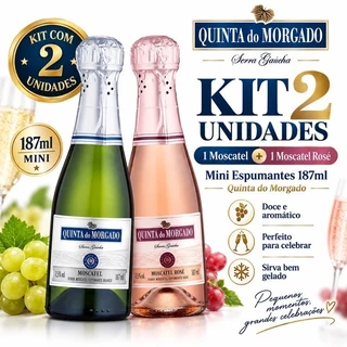 Kit 2 Mini Espumantes baby Quinta do Morgado 187ml Moscatel Branco + Moscatel Rosé