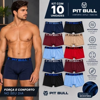 kit 10 Cuecas Box Boxer Microfibra Multimarcas Lisas PB