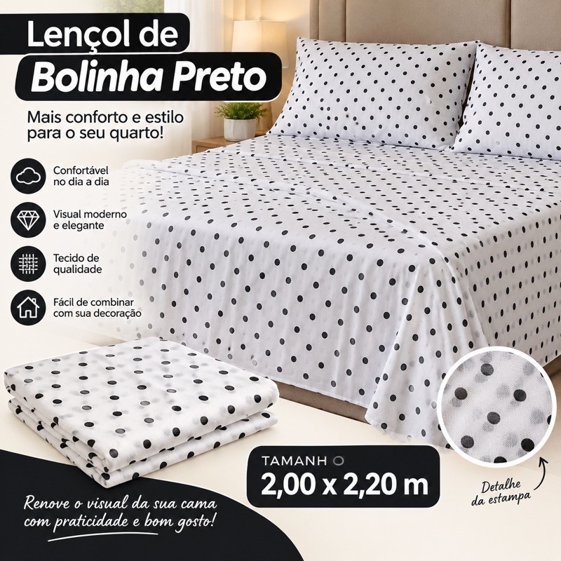 Lençol Estampado de Bolinha 2,00x2,20m – Cama Linda e Aconchegante ...