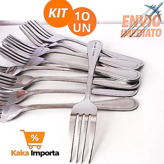 Kit 10 Garfos de Mesa Aço Inoxidável de Alta Qualidade Garfo para Uso Diário e Profissional Buffet
